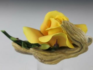 Boehm Hand Painted Bone Porcelain Artist Signed Yellow Rose 25007 Figurine JEF 3