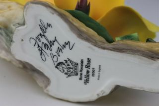 Boehm Hand Painted Bone Porcelain Artist Signed Yellow Rose 25007 Figurine JEF 4