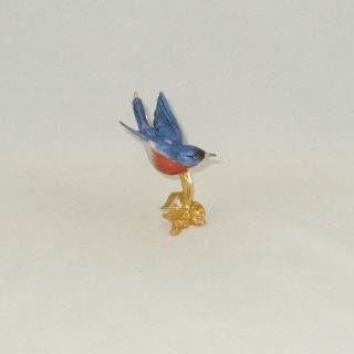 Boehm Porcelain Miniature Bird Sculpture " Bluebird On Bronze Base / Stand "