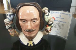 Royal Doulton Large Character Toby Jug William Shakespeare D6933 Two Handle