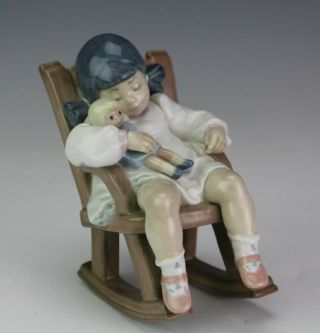 Retired Lladro Spain Naptime 5448 Girl W Doll Painted Porcelain Figurine Jef