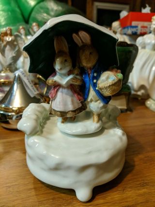 Schmid Beatrix Potter Rabbits In The Snow White Umbrella