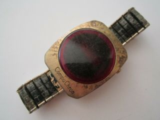Vintage Mens Large Compu Chron Red Led Watch Parts Or Fix Nr