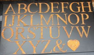 Antique Rusty Steel Laser Cut Letters In Times Roman 150 Mm High.  Any Letter