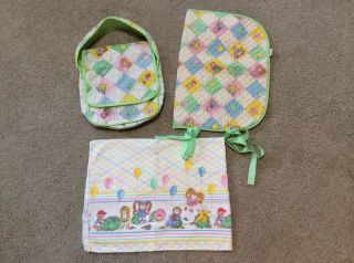Cabbage Patch Kid Vintage 1983 Diaper Bag,  Sleeping Bag/pouch,  Blanket.