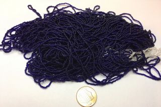 Antique Micro Seed Beads - 16/0 Transparent Dark Cobalt Navy Blue - 3.  2g Hanks