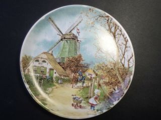 Hand Decorated Windmill Plate Girl And Bird Schwabap Ter Steege Bv Holland
