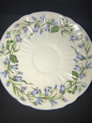 VINTAGE SHELLEY TEA CUP,  SAUCER,  & DESSERT PLATE WHITE WITH BLUE FLOWERS 4