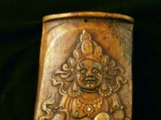 Good Quality Pure Chinese Old Bone Hand Carved The Yellow Kubera Pendant U005 2