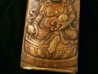 Good Quality Pure Chinese Old Bone Hand Carved The Yellow Kubera Pendant U005 3