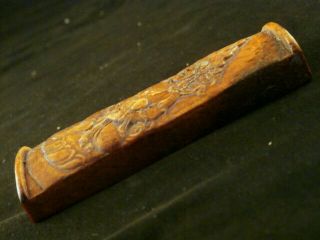 Good Quality Pure Chinese Old Bone Hand Carved The Yellow Kubera Pendant U005 5