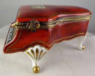 Rochard Peint Main Grand Piano Limoges Porcelain Trinket Box - Great Detail