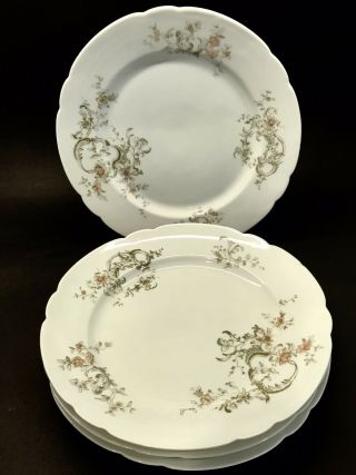 Set Of 4 Antique Vintage Leonard Vienna Austria Porcelain Dinner Plates 9 1/2 "