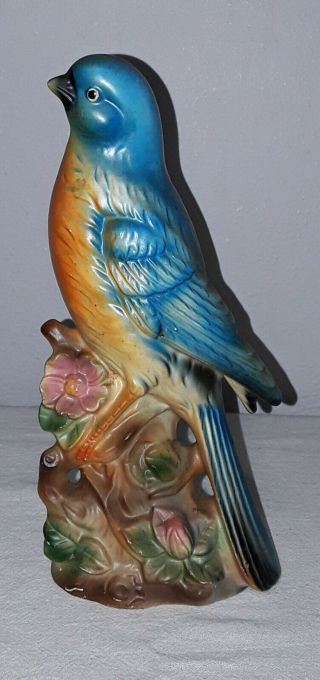 Vintage Chalkware Blue Jay Bird 8 Inch Figure