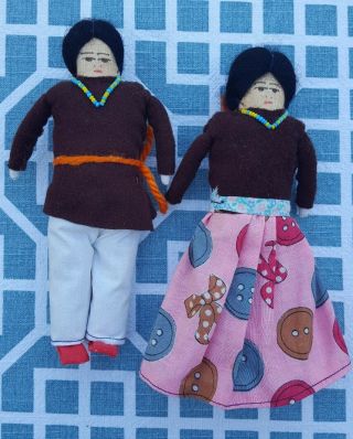 Vintage 7 " Handmade Guatemalan Folk Art Dolls
