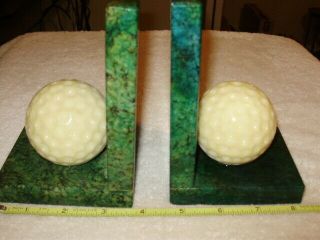Vintage Alabaster Made In Italy Granite Golf Ball Book Ends