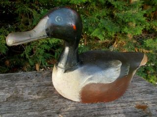 Vintage Hand Painted Carved Wooden Figure Model Decoy Duck
