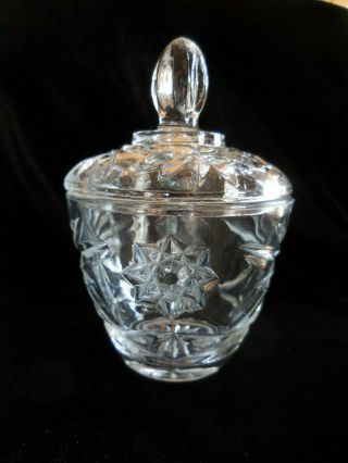 Clear Cut Glass Sugar Bowl With Cover Vintage