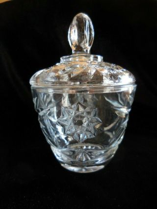 Clear CUT GLASS SUGAR BOWL with COVER Vintage 2