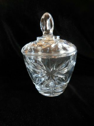 Clear CUT GLASS SUGAR BOWL with COVER Vintage 4