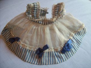 Vintage Tagged Vogue Ginny Doll Dress Blue Stripe & Lace Sheer With Bows
