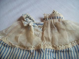 VINTAGE TAGGED VOGUE GINNY DOLL DRESS BLUE STRIPE & LACE SHEER WITH BOWS 2