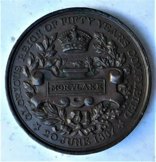 1887 Golden Jubilee Bronze Medal Coin Mortlake Vintage Antique