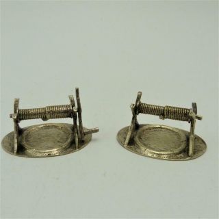 Antique Silverplated Novelty Knife Rests In The Form Of Well Winders