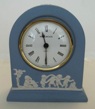 Wedgwood Blue Jasperware Dome Mantel Clock Quartz