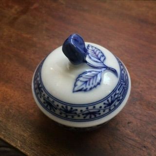 Vintage Hutschenreuther Fine China Circular Blue / White Trinket / Pill Box