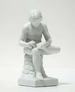 Biscuit Porcelain Figurine (parian) " Boy With Thorn ".