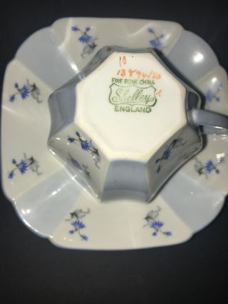 VINTAGE SHELLEY TEA CUP & SAUCER WHITE WITH BLUE FLOWERS 2