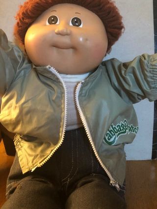 Vintage 1983 Cabbage Patch Kids Doll With Jeans Shirt Jacket And Diaper