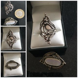 Antique Vintage Silver Art Nouveau Ring And Brooch