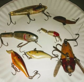 Vintage Fishing Lures That Need A Little Touching Up Crazy Crawler,  Rapalas Etc.