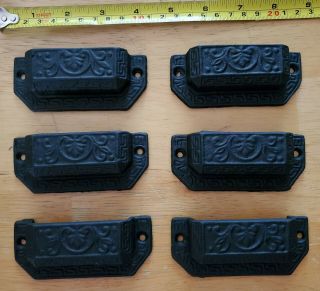 Set Of 6 Black Metal Decorative Drawer Pulls/handles