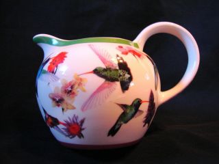 Paul Cardew Signed 2007 Ceramic Hummingbirds Small Pitcher/ Creamer
