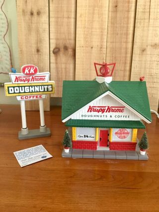 Dept 56 Snow Village Krispy Kreme Doughnut Shop & Sign - 2 Piece Set 56.  55071