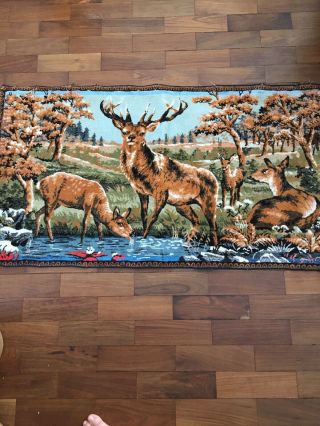 French Vintage Fabric/ Textile Hunting Scene,  Stag,  Deer