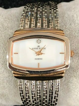 Ladies Anne Klein Diamond Quartz 10/8401 Mother Of Pearl Dial Watch Battery