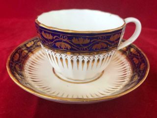 Good Antique Derby /coalport Bone China Hand Painted Cup And Saucer.  1.