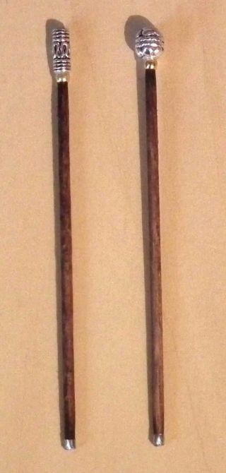 1/12 Miniature Handmade 2 X Walking Stick Filigree Cane Collectors Gift Lgw Bn