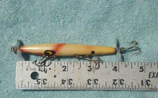 Vintage Smithwick Fishing Lure Devels Horse 3 3/4 Wood White With Black Spots