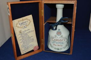 Lladro Carlos I Imperial Gran Reserva Brandy Liquor Bottle & Wood Crate 1989