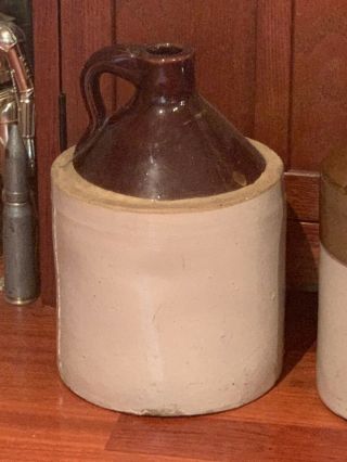 Antique 1 Gallon Stoneware Moonshine Whiskey Jug Crock Brown Beige Vintage