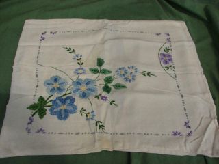 Pretty Vintage White Cotton Cushion Cover With Heavy Hand Embroidery