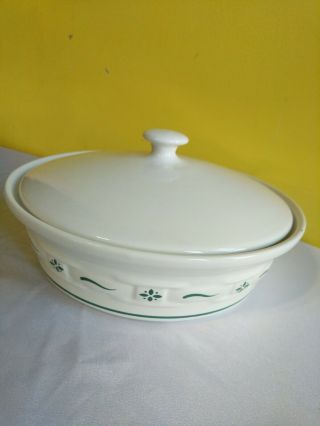 Longaberger Woven Traditions Heritage Green Round Covered Casserole Large