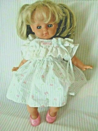 1986 Zapf Creations Toddler Girl Doll Blonde Hair Blue Eyes 18 " W.  Germany