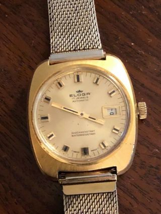Vintage Eloga 17 jewel automatic men’s gold watch Swiss Made 0157 parts repair 2