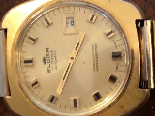 Vintage Eloga 17 jewel automatic men’s gold watch Swiss Made 0157 parts repair 3